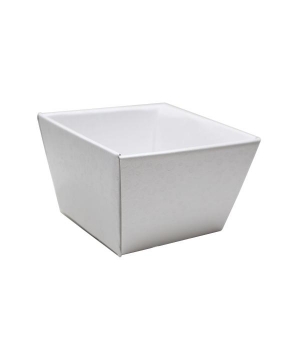 Präsent-Kartonkorb weiss Struktur glänzend klein 9x9 bzw. 11,8x11,8cm, H=7,5cm